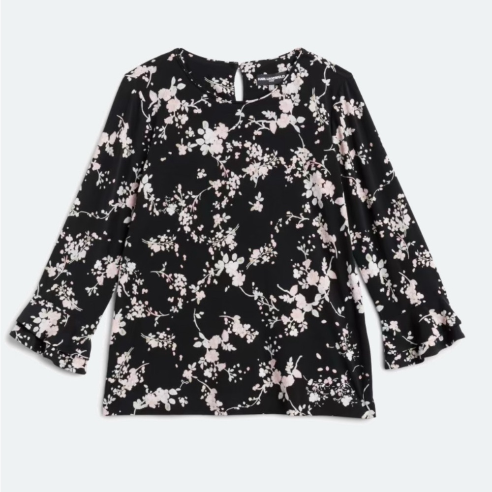 Karl Lagerfeld Paris Yessie Trumpet Sleeve Blouse size L